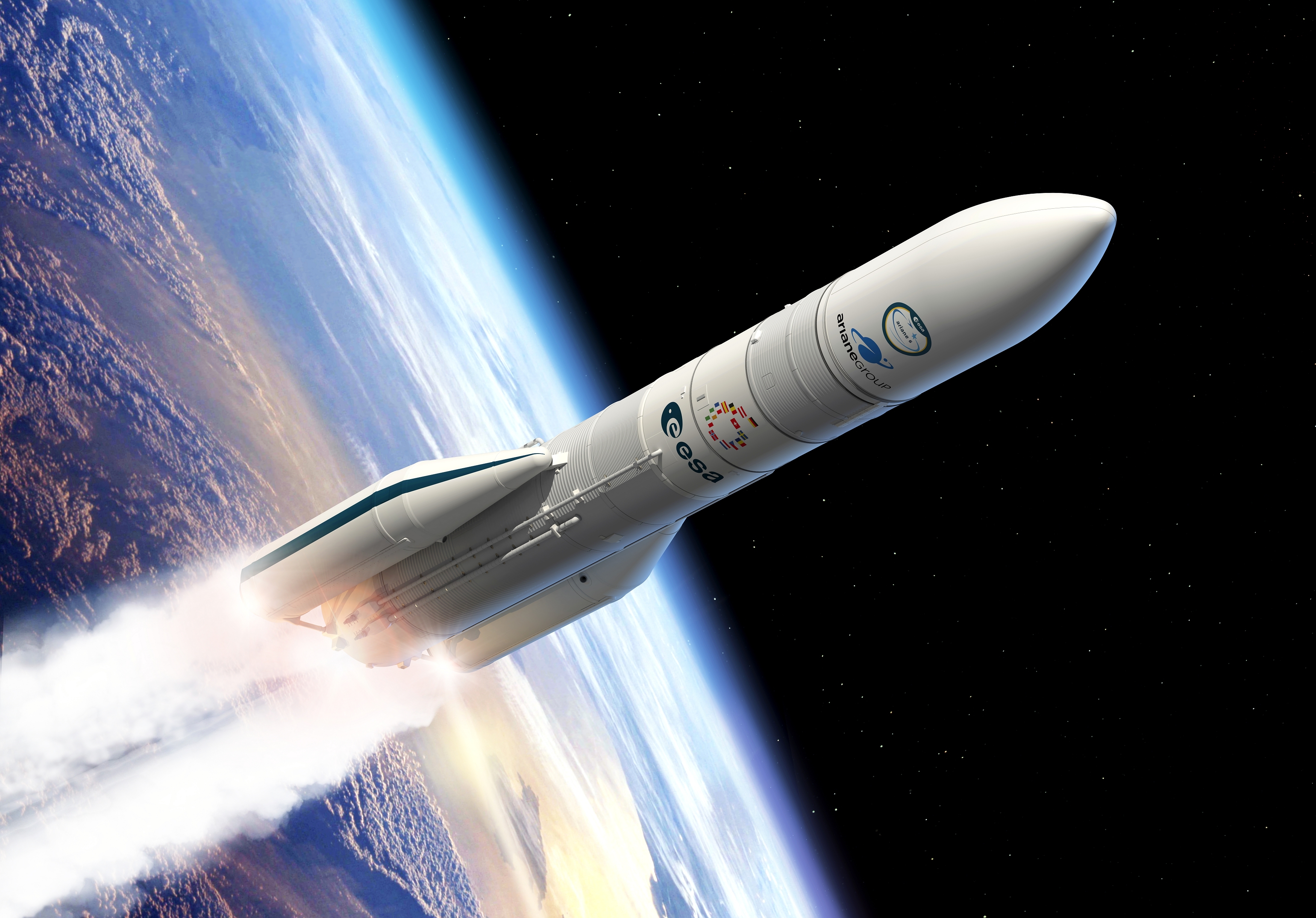Illustrasjon av en Ariane 6.
