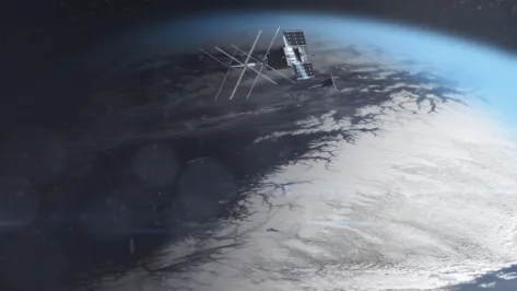 Illustrasjon av NorSat-2 i bane.