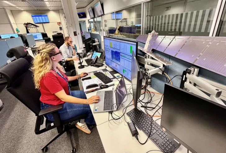ESAs kontrollrom for Sentinel-1 i Tyskland.