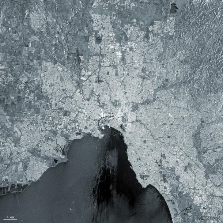 Sentinel-1As siste bilde, her av Melbourne i Australia.