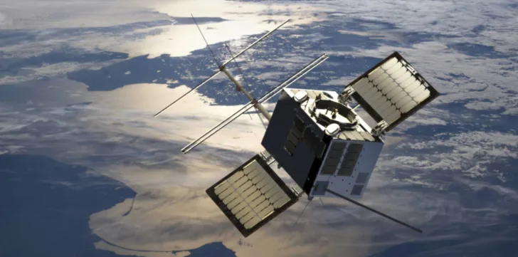 Illustrasjon av NorSat-TD i bane.