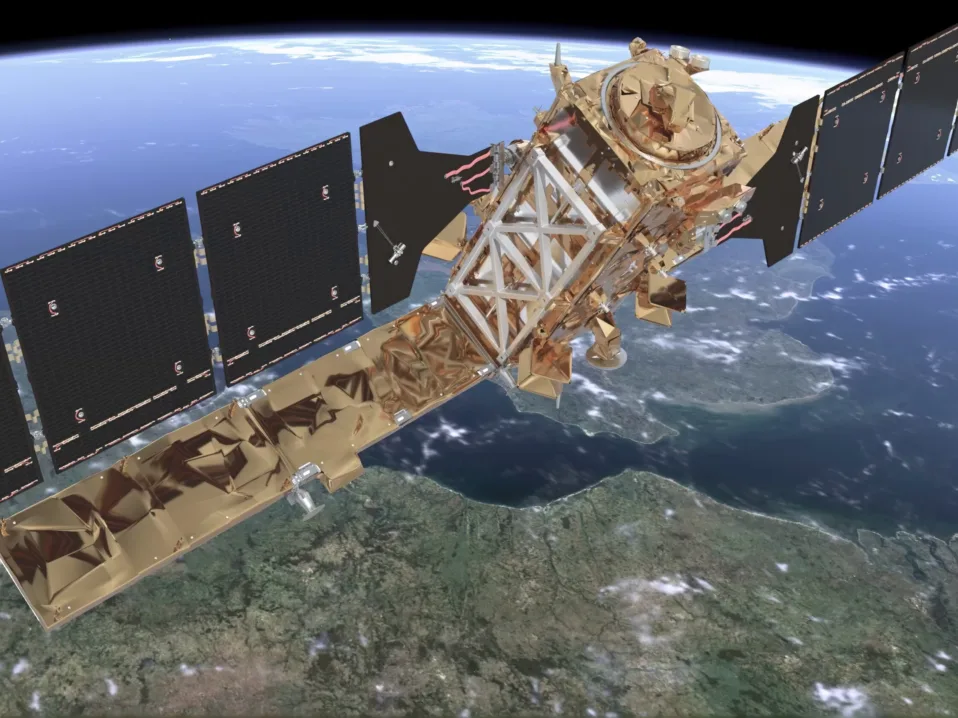 Nærbilde av en Sentinel-1-satellitt.