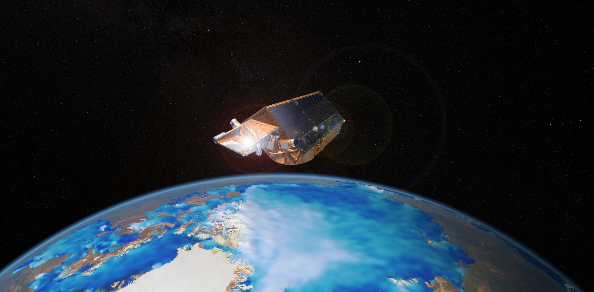 CryoSat måler tykkelsen og utbredelsen av verdens ismasser på land og til havs.