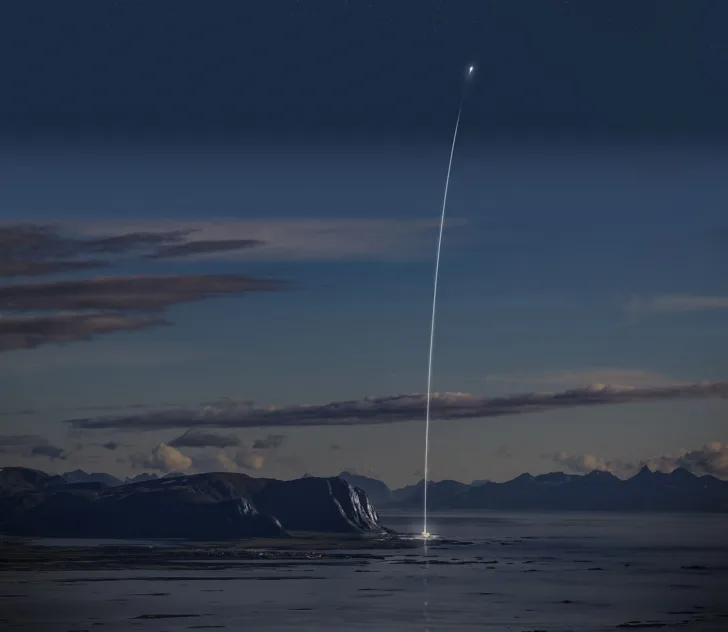 Illustrasjon av oppskyting fra Andøya.