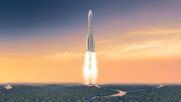Ariane 6 under oppskyting fra Kourou i Fransk Guyana.