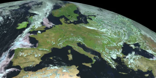 Europa sett av satellitten MSG-1.