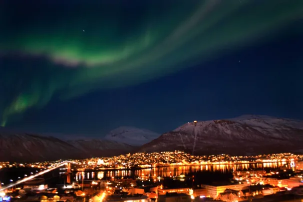 Aurora borealis seen over Tromsø, Norway, on 22 January 2011.
