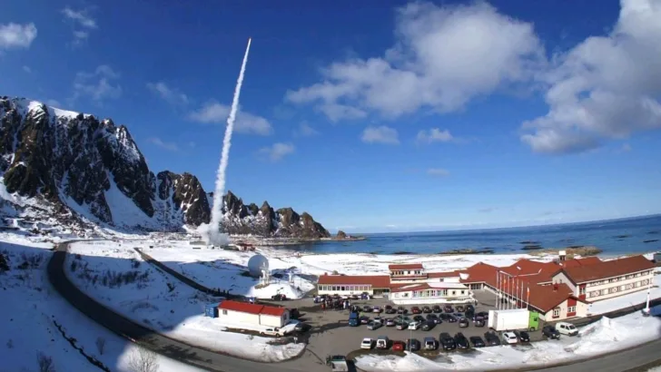 A sub orbital rocket launch from Andøya Space in Northern Norway.