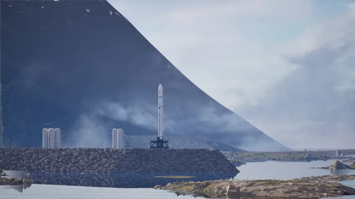 Illustrasjon av en Isar bærerakett. Det er den første raketten som vil bli skutt opp ved Andøya Spaceport.