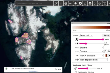 Hovedsiden på InSAR Svalbard.