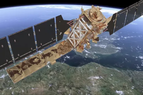 Nærbilde av en Sentinel-1-satellitt.