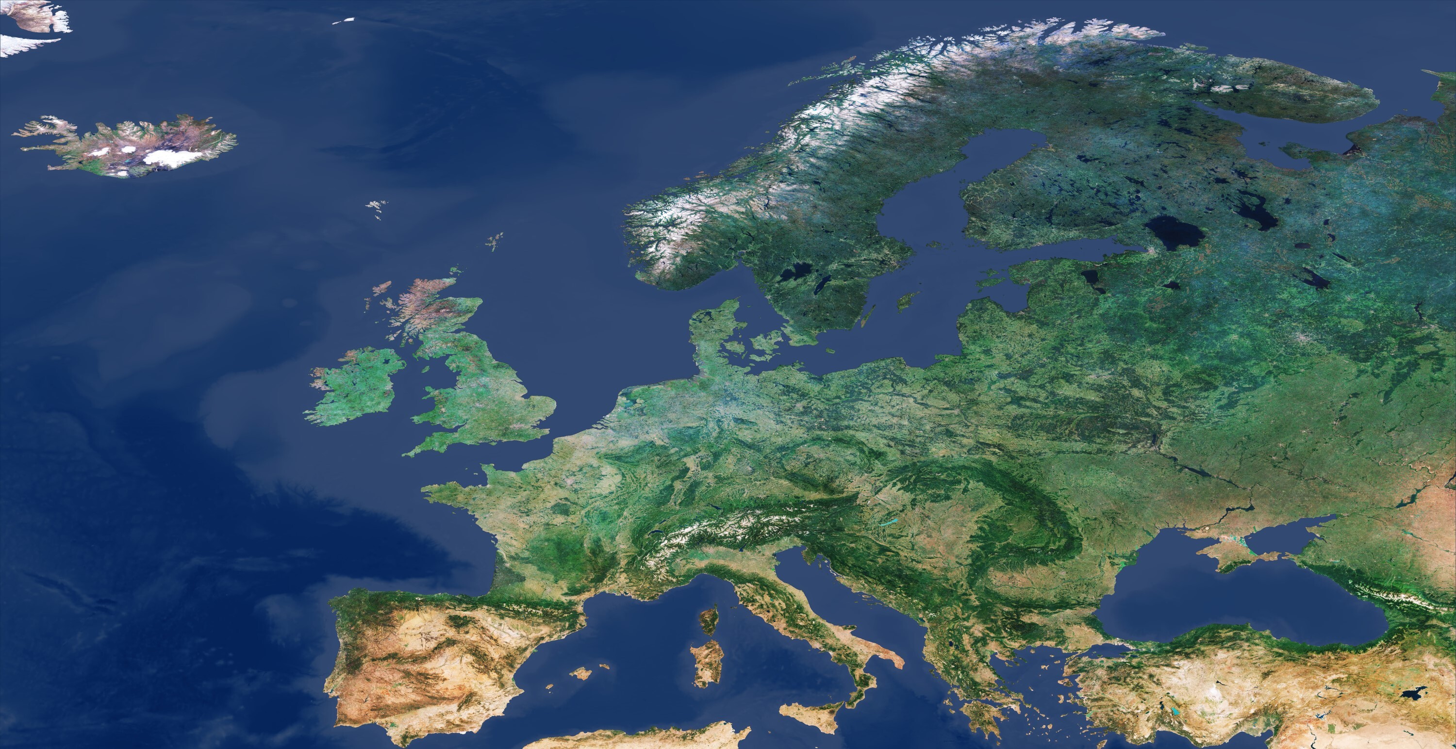 Europa avbildet av Copernicus-satellitten Sentinel 3.