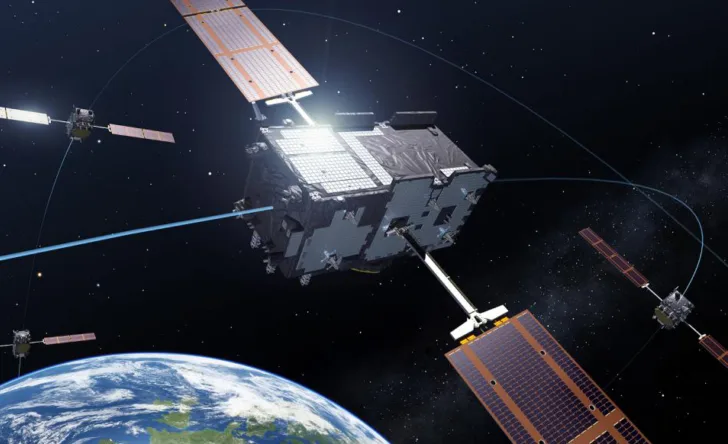 Fire av satellittene i det europeiske navigasjonssystemet Galileo.