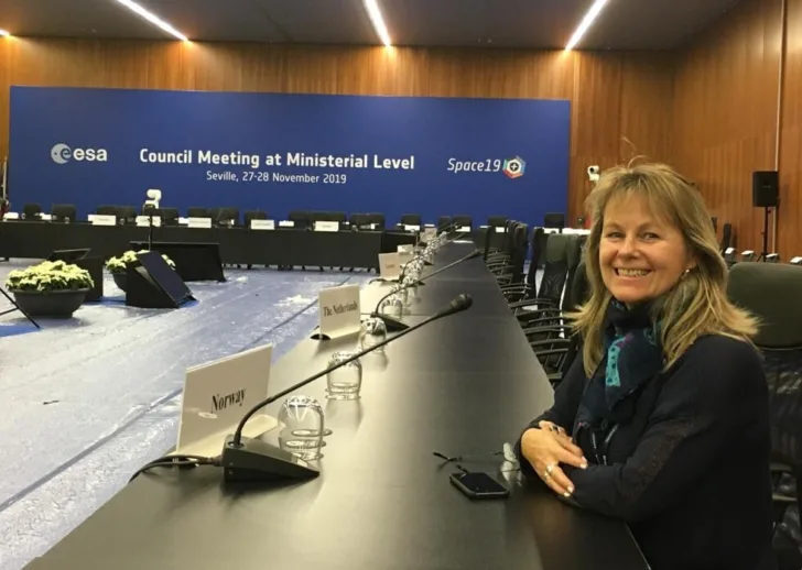 Ann Kristin Engan ved ESAC under ESAs ministermøte i Spania i 2019.