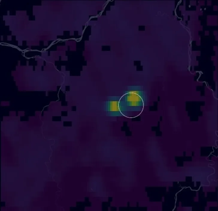 Dobbeltsky av metan fra gassrørledning i Sibir sett av Sentinel-5P.