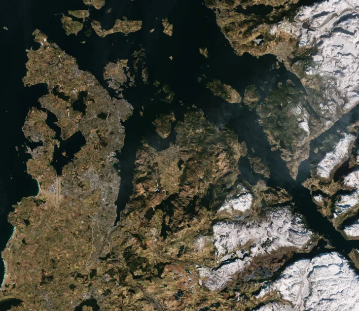 Stavanger sett av Sentinel-2A i 2015.